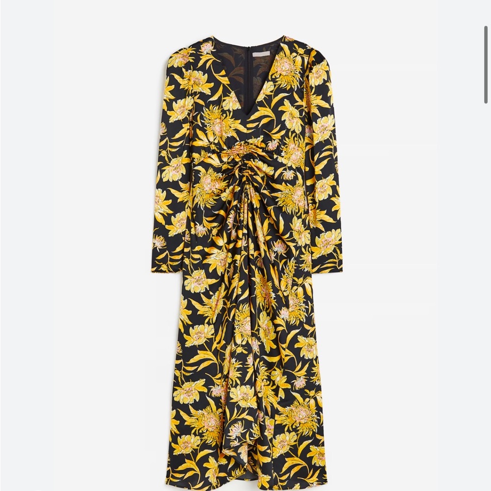 H&M Floral Black and Yellow Dress NWOT